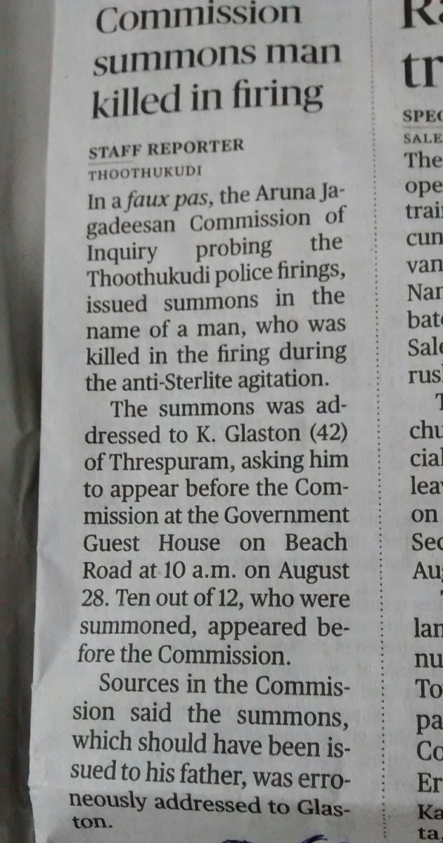 Commission summons a dead person. 😲🙄 And later clarified tat it is erroneous typo.
I did say tat #ArunaJagadeesan commission wud be like another #Armughasamy Commission. #EPS #Sterlite