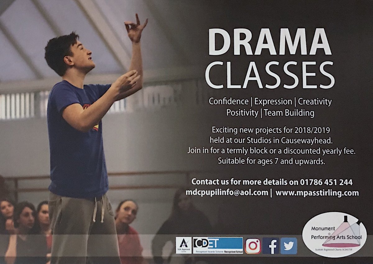 We offer some fantastic drama classes here at MPAS that are great for building confidence and creativity. All of our classes, including SQA courses, are taught by qualified, experienced tutors. 
If you are interested in joining then get in touch!

mpasstirling.com