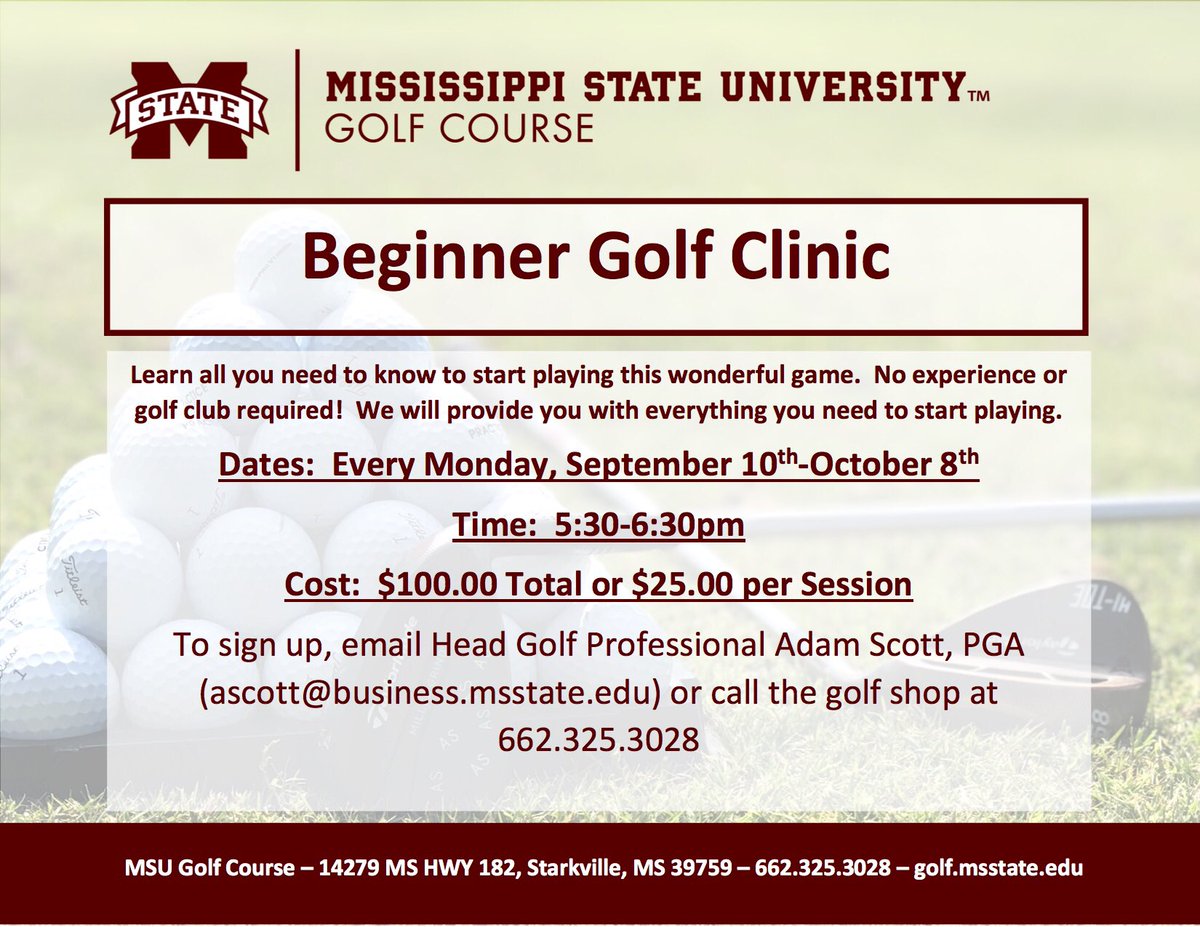 HailStateGC's tweet photo. We are excited to offer so many opportunities to enhance your game this fall! Swipe to view all the clinics and programs we are hosting and find the right one for YOU!
.
.
.
.
#msugolf #hailstategolf #hailstate #mississippigolf #playerdevelopment https://t.co/sgolRPUA4q