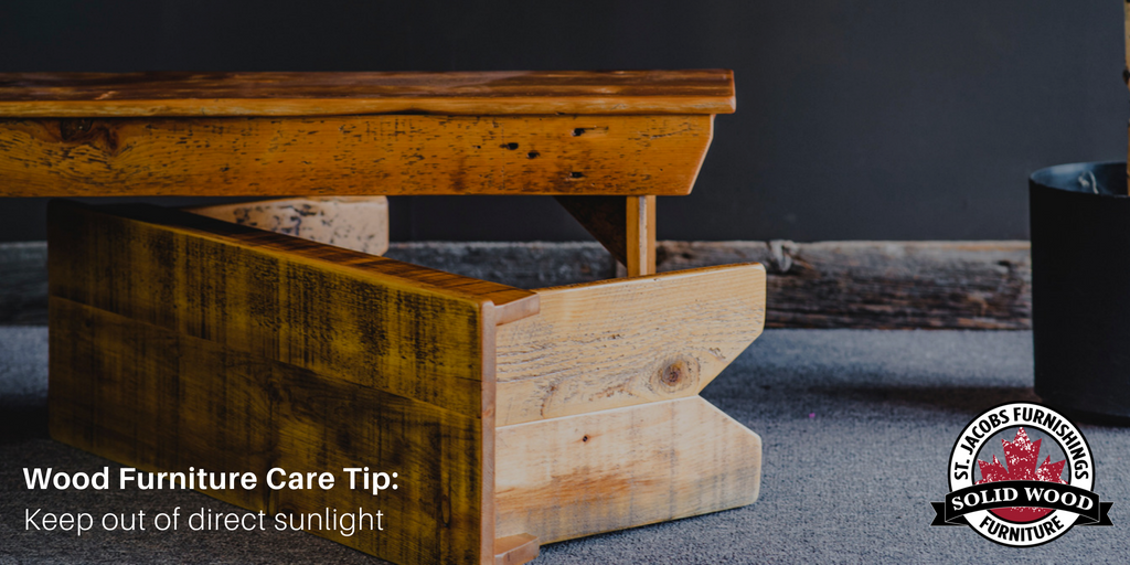 Help keep your solid wood furniture in its best condition by protecting it from high heat sources. Keep it out of direct sunlight or in the path of heat, such as heat vents, to avoid the wood heating up or drying out excessively and cracking. #furniturecare #solidwoodfurniture