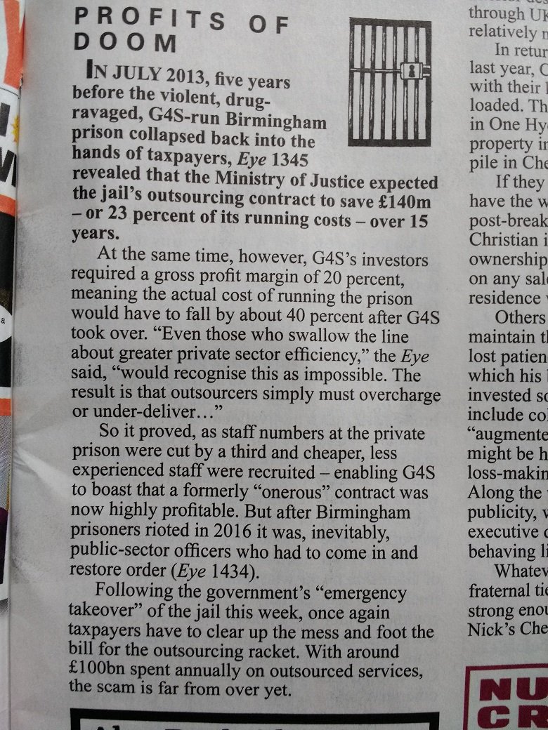 NotTooFar's tweet image. Private Eye ahead of the game as it so often is. #PrivateEye #G4S