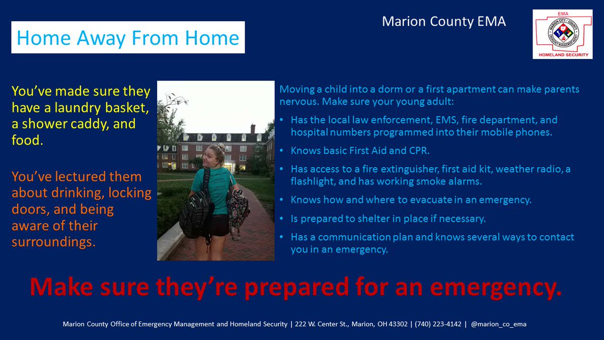 marion_co_ema's tweet image. Are your college kids prepared to leave the nest? 
#DormLife #HomeAwayFromHome #KeepEmSafe