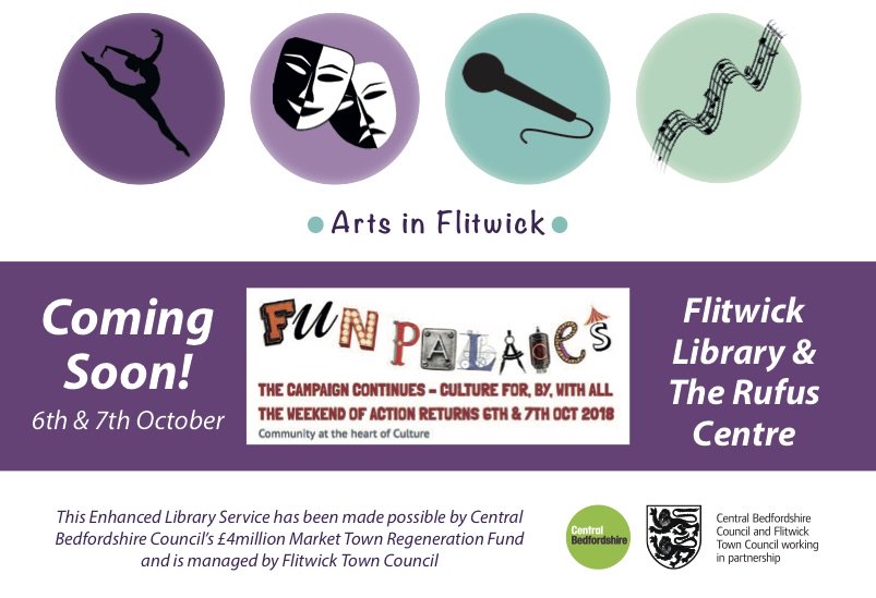 The #Fun palace is returning to Flitwick and this year we are hoping to get more people involved in providing arts and science activities for the community so if you have a skill or talent that you could share message and let us know.  <a href="/EventsFTC/">FTC Events</a> <a href="/letstalkcentral/">Central Bedfordshire Council</a>