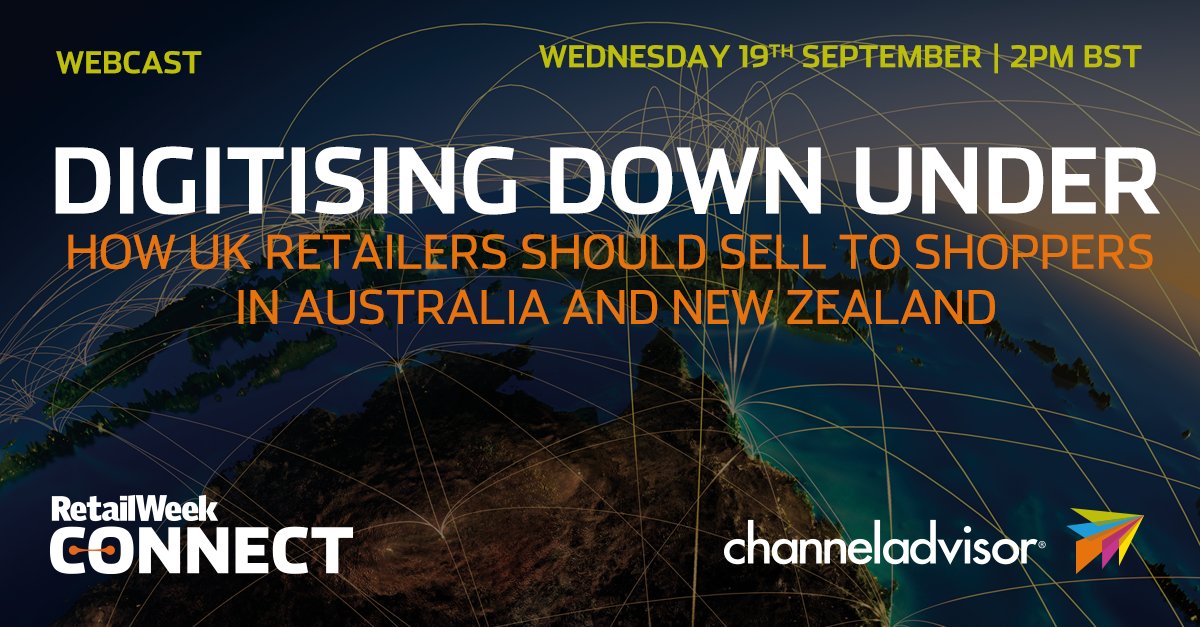 Are you one of the increasing number of retailers looking to expand Down Under? Tune into our webcast on September 19 with @channeladvisor and hear how UK retailers should sell to shoppers in Australia and New Zealand: bit.ly/2BfTr8v  #RWDownUnder