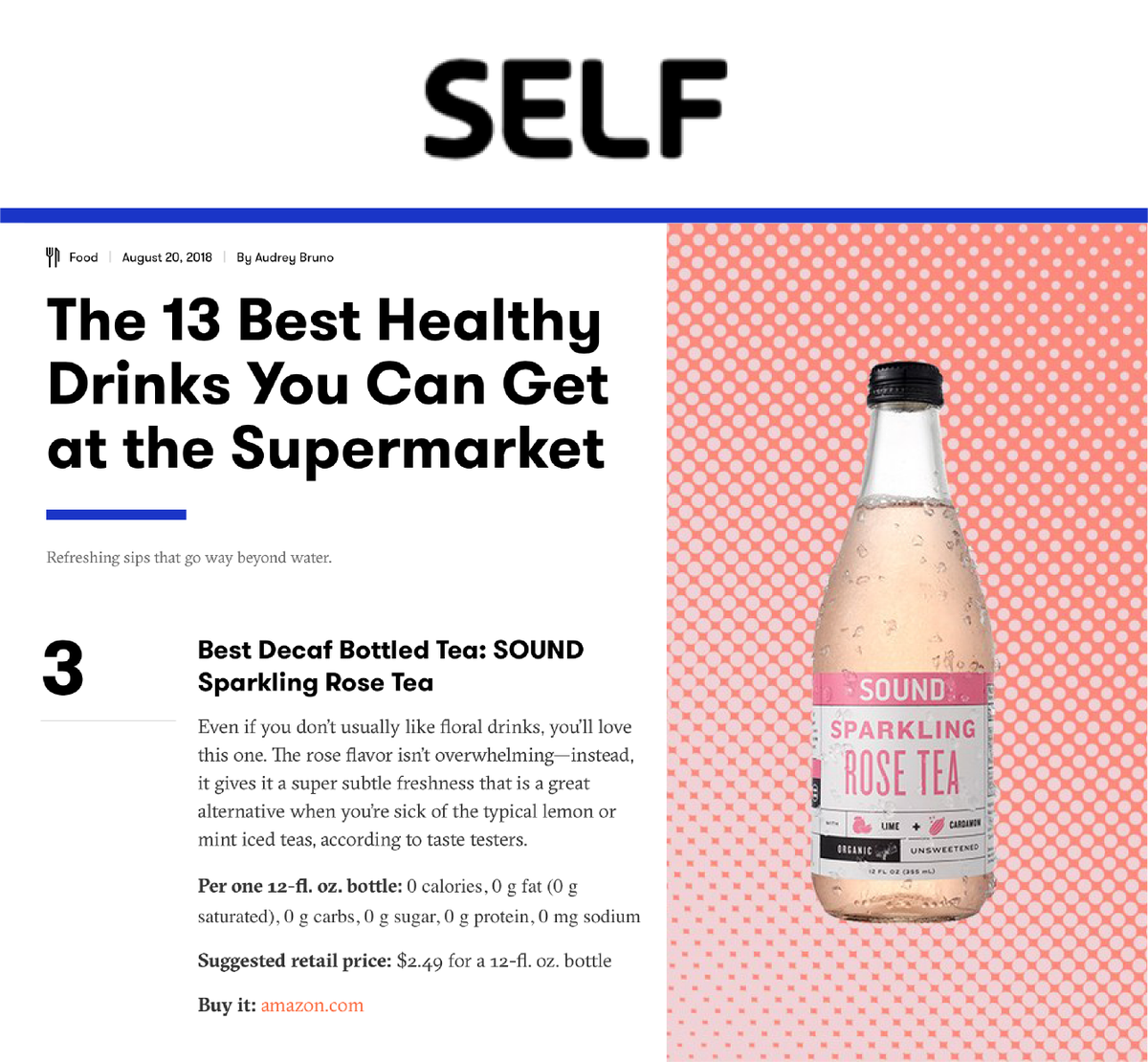drink_sound's tweet photo. Have you seen SOUND Sparkling Tea in @SELFMagazine? Thank you for including us in your round up of 'The 13 Best Healthy Drinks You Can Get at the Supermarket'! https://t.co/zZXKePjH8q https://t.co/otJpvssjt6