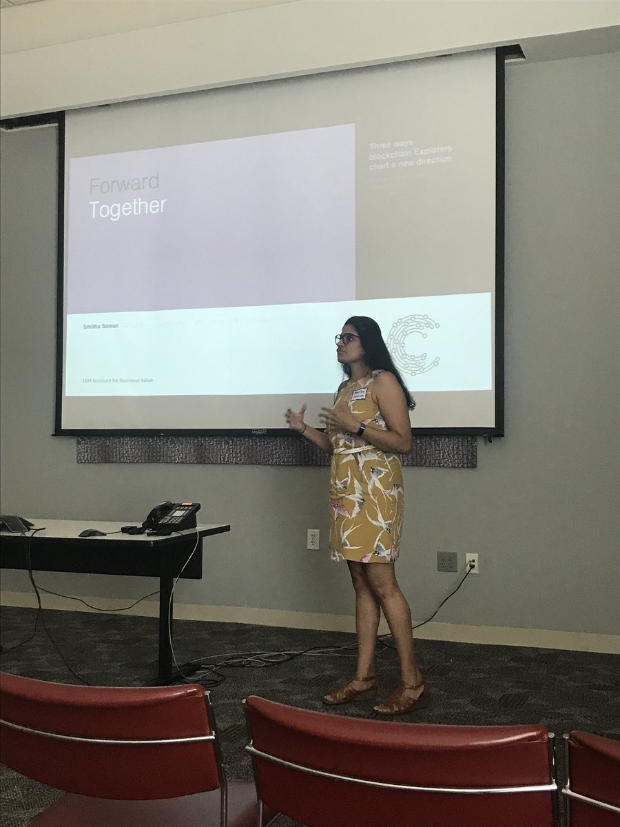 AliciaMBrandon's tweet photo. @smithsoman presenting on IBVs at ‘Blockchain Day’ for the #IBMSummitAtlanta program. #IBMBlockchain @IBMBlockchain https://t.co/ftXY97Ghlz
