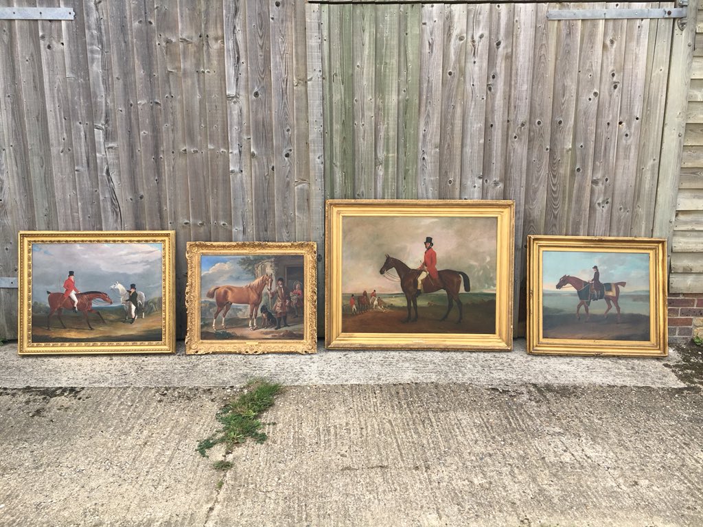 A parade of fine equine artists from 1750-1850. From left to right Herring, Wootton, Ferneley and Sartorius. #redcoats #sportingart #horses #fineart #sussex