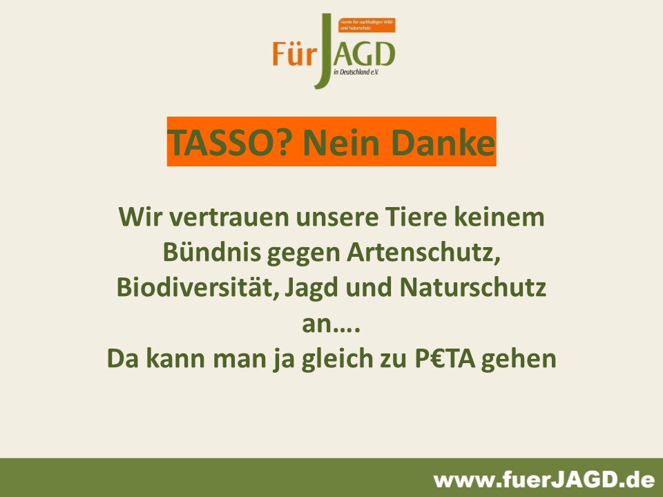 Jetzt lesen: TASSO e.V. – ahnungslos, aber nicht alternativlos go.fuerjagd.de/7315