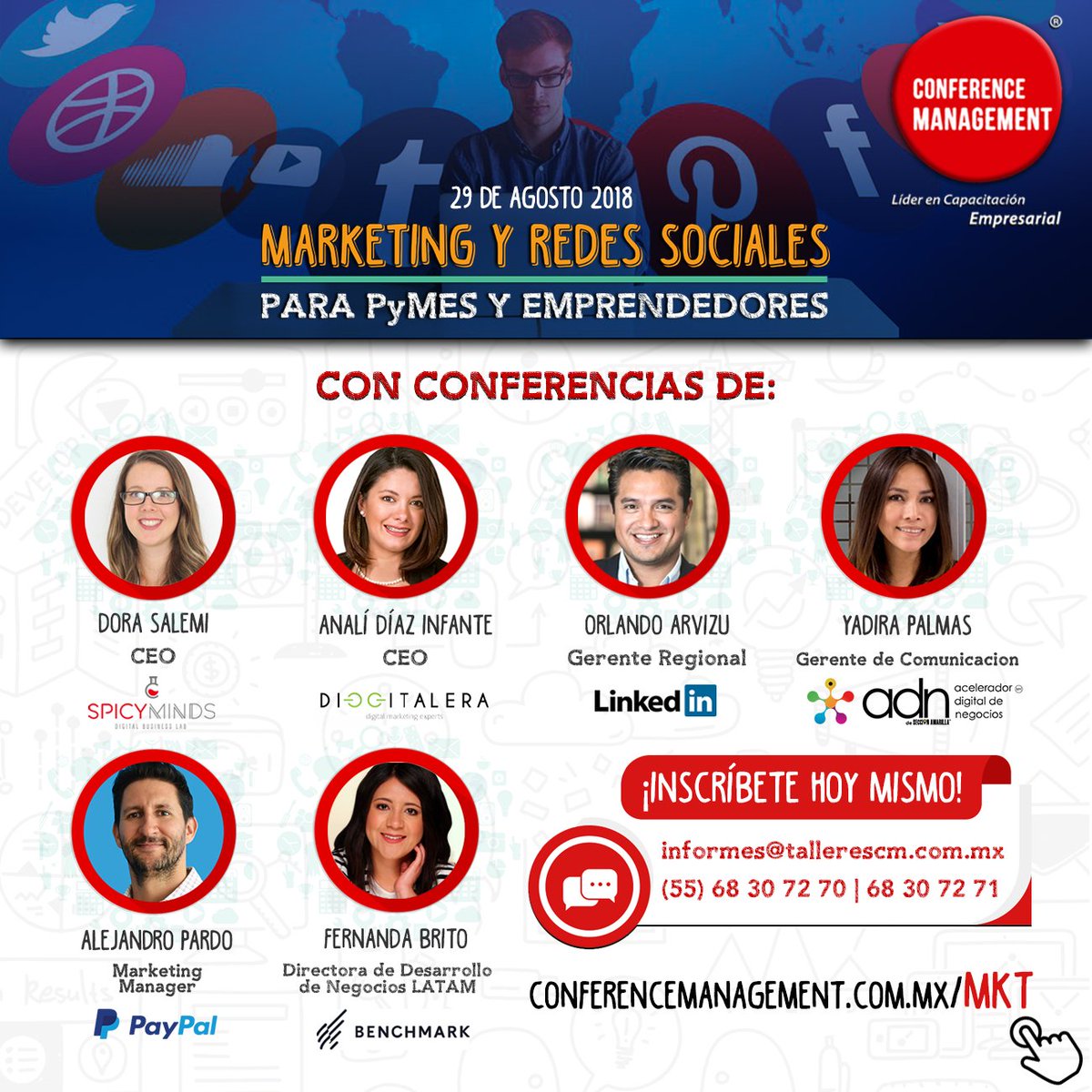 rcontrapeso's tweet photo. Estamos a pocos días del Taller #Marketing y #RedesSociales para #Pymes y #Emprendedores de @ConferenceMT ¡Inscríbete! 
#GlobalCoachingMagazine #Coaching4URLife https://t.co/zwSCqehbYK