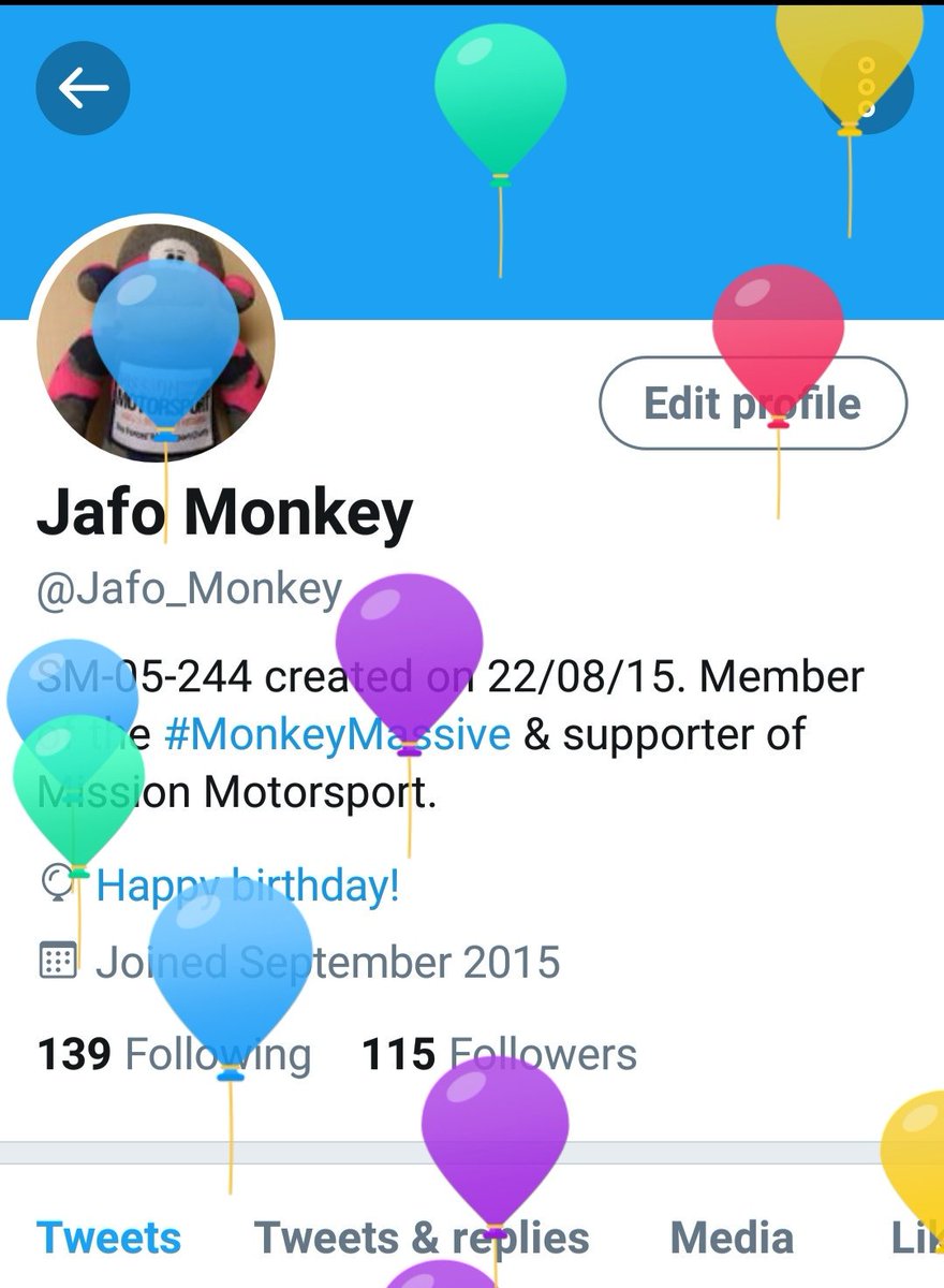 Jafo_Monkey's tweet photo. I have Birthday balloons! Thank you Twitter! I also lol at my balloon face! 🎈🎈🎈🎈🎈🎈 https://t.co/xI89RfPW0p