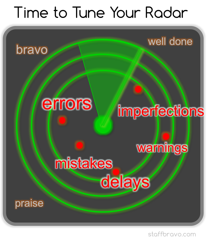 staffbravo's tweet photo. DOES OUR RADAR DETECTS THE WRONG OR THE RIGHT?

Most of us detect the mistakes, making sure nothing is going wrong. 
By doing so its difficult to see what is going right. 
Employees, therefor, try not to make mistakes, rather to make the difference or the extra mile! #staffbravo https://t.co/DTrlSdnzbT