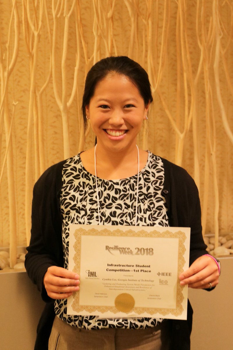INL's tweet photo. Congrats to Cynthia Lee from @GeorgiaTech, 1st place winner of the student competition at Resilience Week!  #ResWeek https://t.co/CZXV8Nz4bi https://t.co/Br1SuLrFrI
