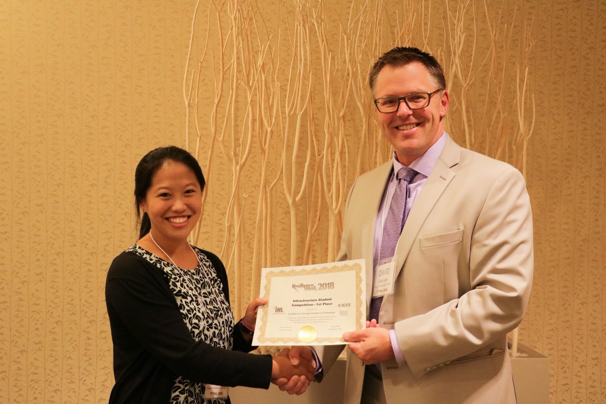 INL's tweet photo. Congrats to Cynthia Lee from @GeorgiaTech, 1st place winner of the student competition at Resilience Week!  #ResWeek https://t.co/CZXV8Nz4bi https://t.co/Br1SuLrFrI