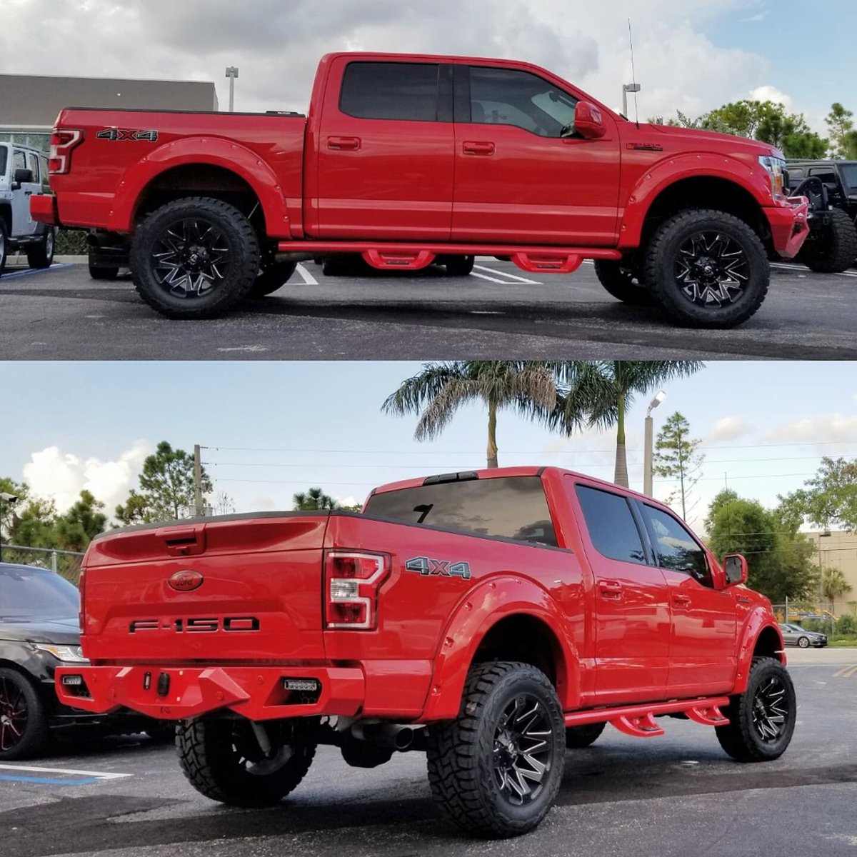 2018 Ford F150 Color Keyed Red &amp; Black Accents, New Front and Rear Bumpers, Side Steps, Fender Flares, LED Lights, on Fuel Wheels for my boy <a href="/jojodah/">erjjojo24</a> #ford #f150 #offroad #truck #Auto #Luxury #Exotic #Custom #VIP #AutoFirm #TheAutoFirm #AlexVega #305 #mia #miami #AvorzaMovement