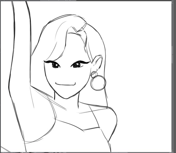 hid the sketch layer and.........i forgot to draw her eyebrows djkdhdksf 