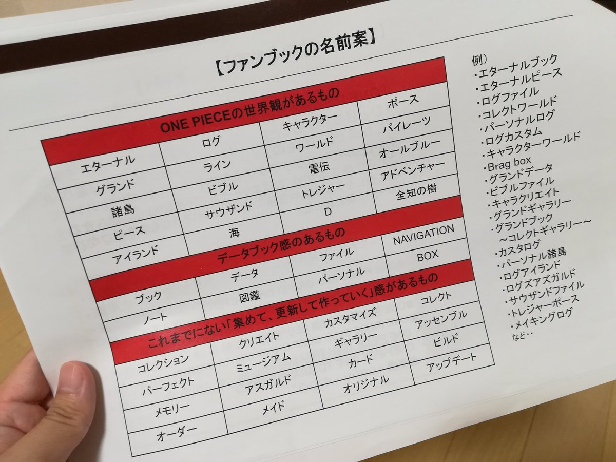 One Pieceが大好きな神木 スーパーカミキカンデ これはファン会議で持参した自作資料の一部です 呼んで貰えて嬉しすぎたんですけど 世界中のファンだって参加したいのに と思って責任も感じながら参加しました 楽しむけどちゃんとファンの要望