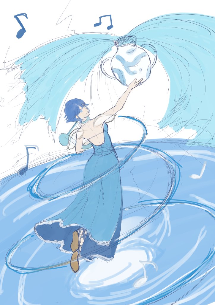 May メイ Skeb始めました 水瓶座をテーマにしたイラストのラフ 今日はここまで あとは基礎錬する May メイ Skeb始めました 水瓶座をテーマにしたイラストのラフ 今日はここまで あとは基礎錬する