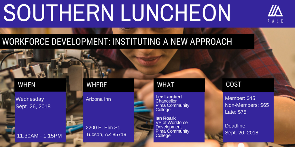 _AAED's tweet photo. How is Arizona preparing the workforce of the future? Learn how education institutions are integrating workforce development into their curriculum and programming. Register today – https://t.co/W4ayc9tHMm #arizonaworkforce #education https://t.co/6iCsDZFIQl