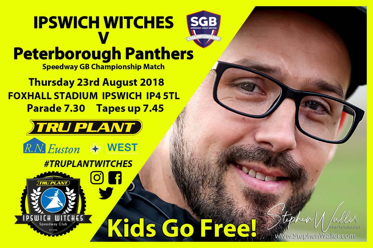 Ipswich Witches (@ipswichspeedway) on Twitter photo ๐ King of Foxhall ๐
๐๏ธย To be in with a chance of winning a pair of tickets to the #TruPlantWitches v <a href="/PboroPanthers/">Peterborough Panthers Speedway</a> meeting on Thursday and the '<a href="/DannyKingRacing/">Danny King</a> VIP package', just RETWEET this tweet!
#speedway #Suffolk #Ipswich #Motorsport ๐ King of Foxhall ๐
๐๏ธย To be in with a chance of winning a pair of tickets to the #TruPlantWitches v <a href="/PboroPanthers/">Peterborough Panthers Speedway</a> meeting on Thursday and the '<a href="/DannyKingRacing/">Danny King</a> VIP package', just RETWEET this tweet!
#speedway #Suffolk #Ipswich #Motorsport