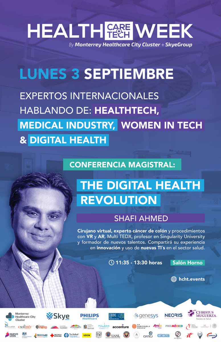 Skye_group_Co's tweet photo. Una de las figuras más reconocidas a nivel mundial en medicina digital y precursor de cirugías con realidad virtual y realidad aumentada estará presente en el Healthcare &amp; HealthTech. ¡No te pierdas la conferencia magistral de @ShafiAhmed5! #healthcare #openinnovation #medtech https://t.co/KPGs3dTNsf