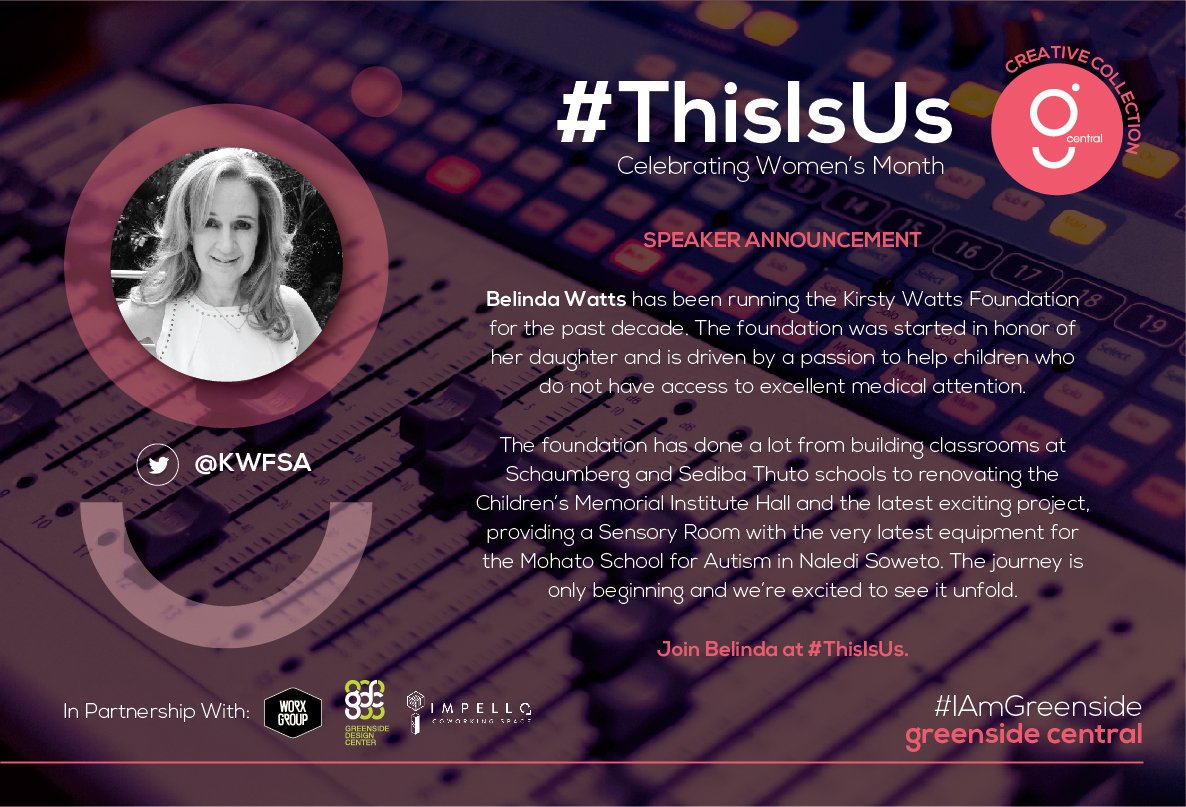 IAmGreenside's tweet image. The @KWFSA is run by Belinda Watts and was founded to assist with excellent medical care for children. Belinda Watts joins us tomorrow at #ThisIsUs as a speaker and will be sharing her journey and approach to challenges. 

#creativecollection
#iamgreenside