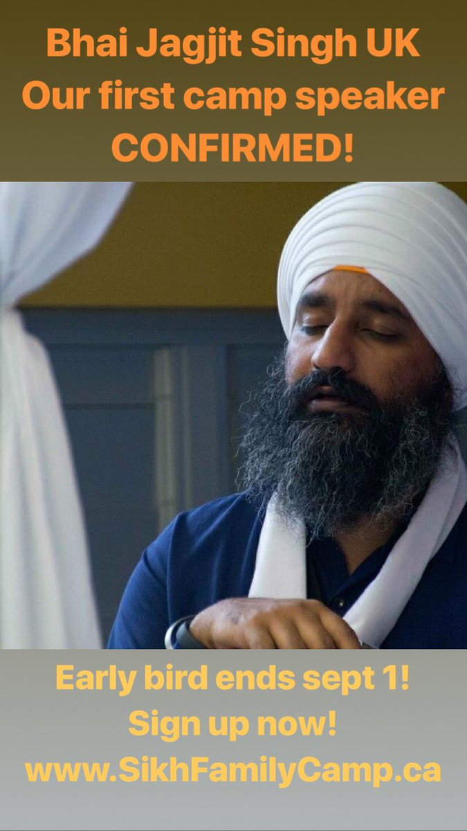 SikhVibes's tweet photo. Bhai Jagjit Singh UK of @KhalsaCampUK is now confirmed as one our speakers for #SikhFamilyCamp
Sign up your family today at https://t.co/LXFAz0EQsl
Prices go up September 1st!
#SFC2018 #LearningWithFamily https://t.co/rOLSPQnJw9