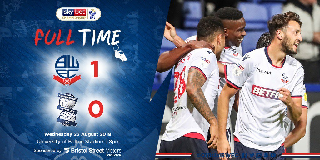 OfficialBWFC's tweet photo. Full-Time: Wanderers 1-0 @BCFC

Another big win for The Whites who remain unbeaten and in the upper reaches of the @SkyBetChamp after taking three points tonight! Josh Magennis and Will Buckley can decide amongst themselves who scored the winning goal! 

#BWFC 🐘🏰 https://t.co/BsKeMKUJh0