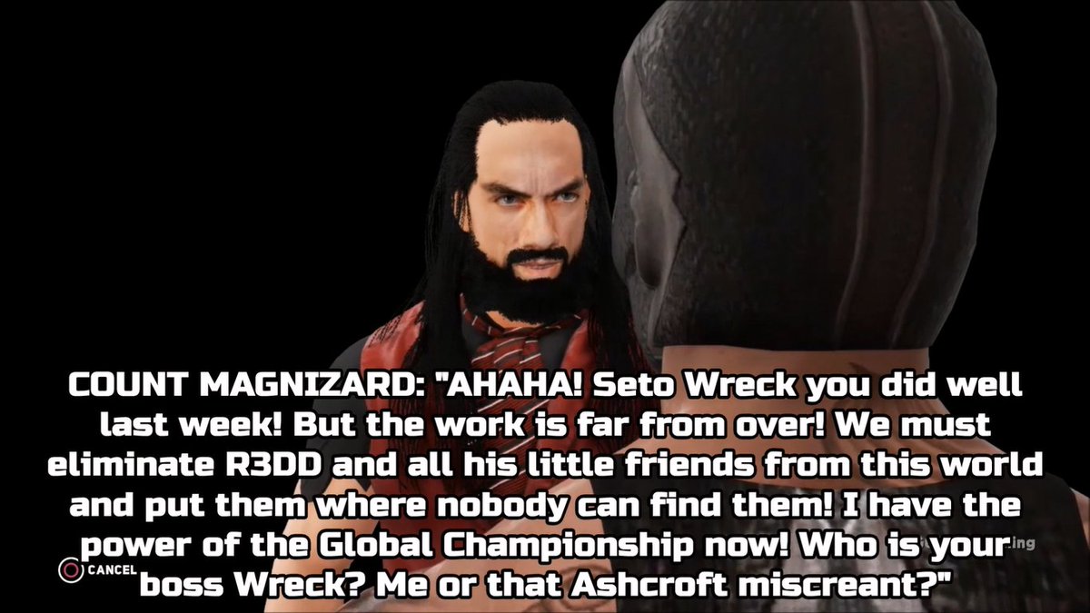 GCAWRESTLING2K's tweet photo. After hypnotizing #SetoWreck to cash in his #UltimateClimb Briefcase last week, #CountMagnizard is now in-control of the GCA Global Title! With Magnizard now in power, this makes the #GCAWrestleVerse wonder, can @r3dd210, @AaronStone_GCA & Phelps put a stop to this madness?! 👿 https://t.co/0AtdfTJDUY