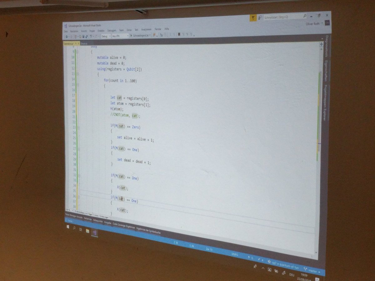 ChristophWelcz's tweet image. Programming Schrodinger&apos;s cat with @olsharoth at #hackerkegeln @SCC_at_DATEV. The session will be repeated at #socrates2018. Can&apos;t await! 🤩😍👍😎😁😋😄