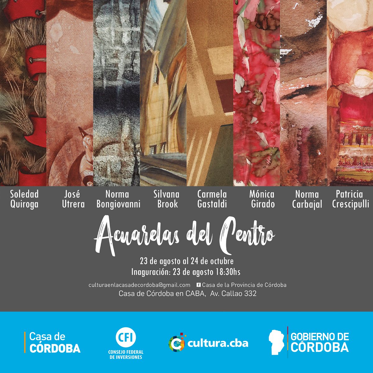 CasaProvCordoba's tweet photo. 🎨 ¡MAÑANA ES EL DÍA! No te pierdas la apertura de "Acuarelas del Centro" en nuestra galería de arte.
🗓 Miércoles 23 de Agosto | 18.30 hs. 
📍 Av. Callao 332, #CasaDeCórdoba.
✅ ¡Te esperamos! https://t.co/aZiRc6x3nL