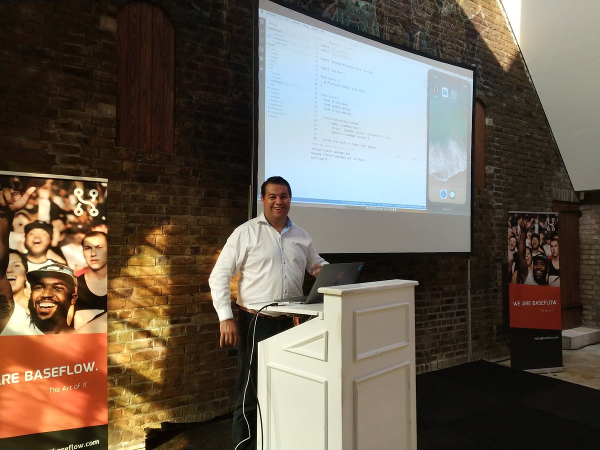 BaseflowIT's tweet image. Our #FlutterMeetup has lift off! Flutter expert @mvanbeusekom has taken the stage
