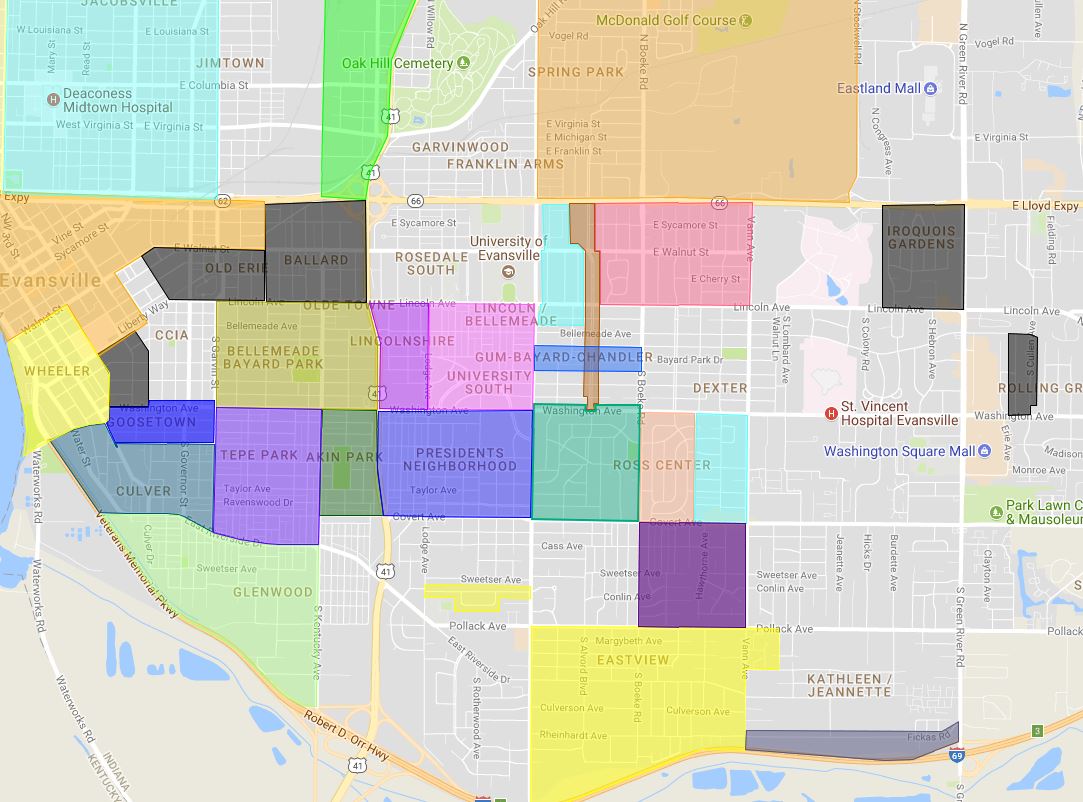 Evansville Area Map