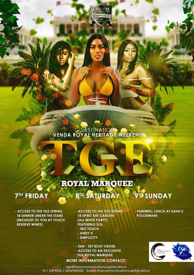 TheTouchdown326's tweet photo. This Spring, #TouchConvoy is four piping to The Great Experience🔥🔥🔥! 

Enjoy the coolest lineup at the hottest Spring Weekend event in Limpopo.

Experience a #TouchHDTakeOver like no other.

 #TGEspring18 #TouchConvo https://t.co/Bw5MaTJH8x