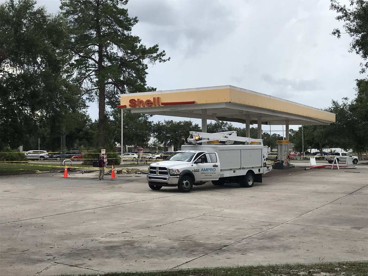 A lightning strike hit a gas pump in Deltona, causing an under ground gas tank to explode! No one hurt. #Fox35