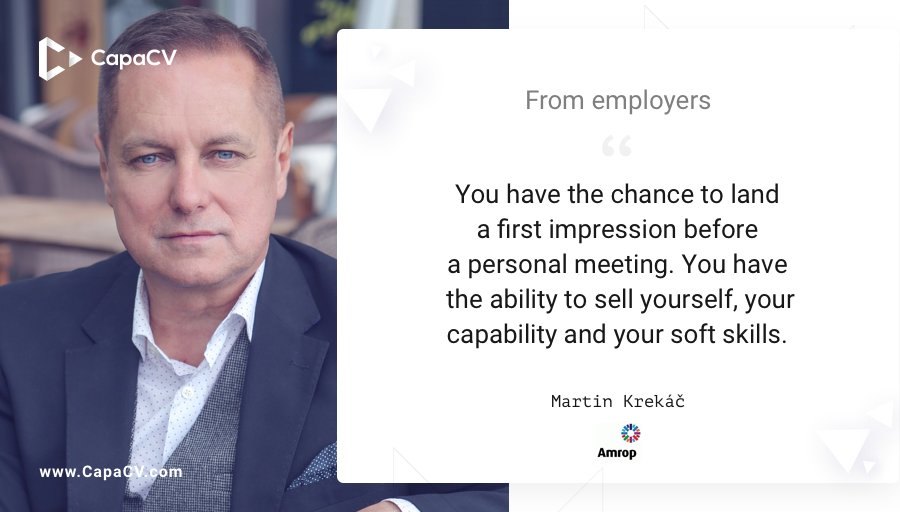 CapaCv's tweet image. What other companies say about CapaCV: "You have the chance to land a first impression before a personal meeting." - Martin Krekáč, CEO at Amrop

Download CapaCV app buff.ly/2vZIH8W

#jobsearch #jobhunt #jobopening #hiring #nowhiring #resume #job #jobs #careers