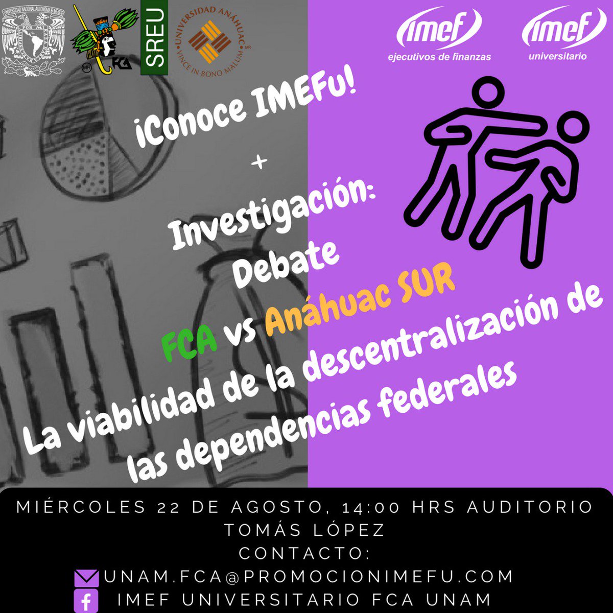 IMEFU_UNAMFCA's tweet photo. ¿Te interesan los debates? No te pierdas este evento hoy, donde tendremos un debate amistoso en conjunto con la universidad Anáhuac México Sur. https://t.co/OHILeLsB7h