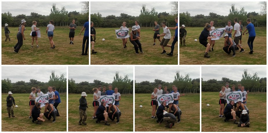 Practicing getting into our patrol poses quickly.  #UK24WSJ #ScoutJamboree #iscout
