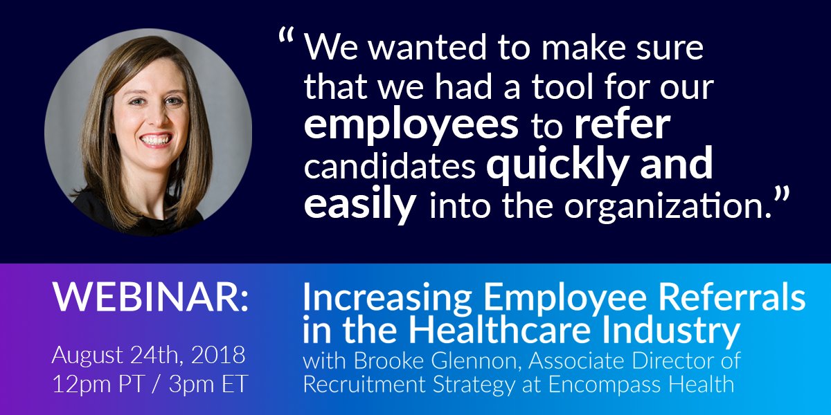 Join us on Friday as Brooke Glennon of Encompass Health shares her company's Employee Referrals experience! 

Click the link to save your seat: cc.readytalk.com/r/jabsrstugg2a…