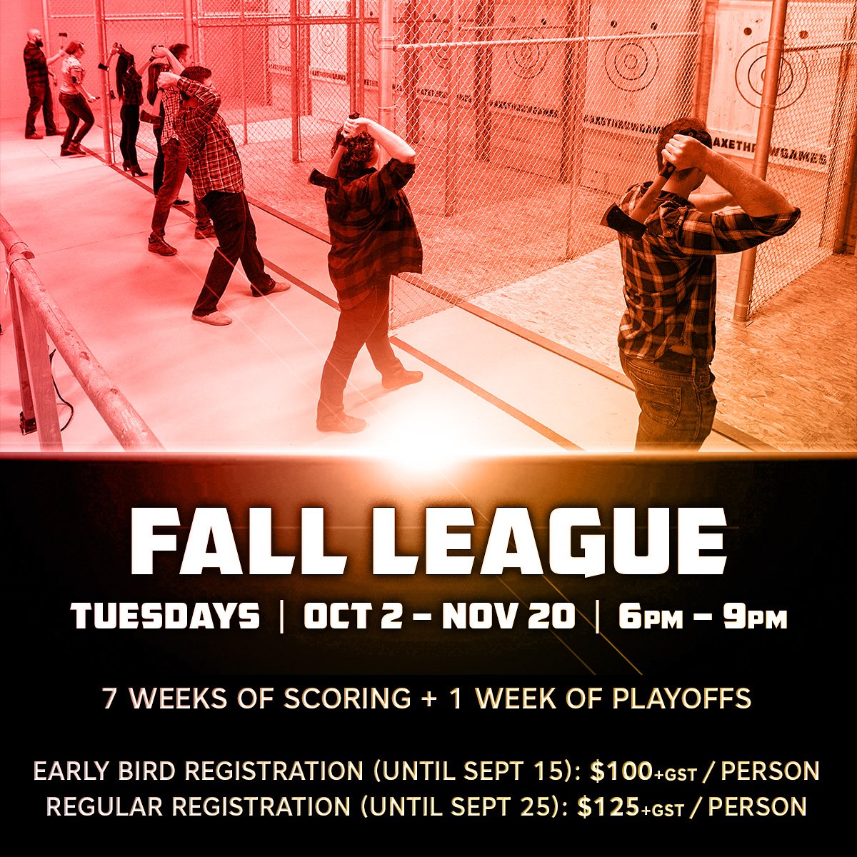 Axe Games Fall League registration is NOW OPEN! Early bird pricing ends Sept 15, 2018. Take your axe throwing skills to the next level and join like-minded players in our weekly league. axegames.ca/league #yyc #fun #axethrowgames #axethrowing #fallleague #league