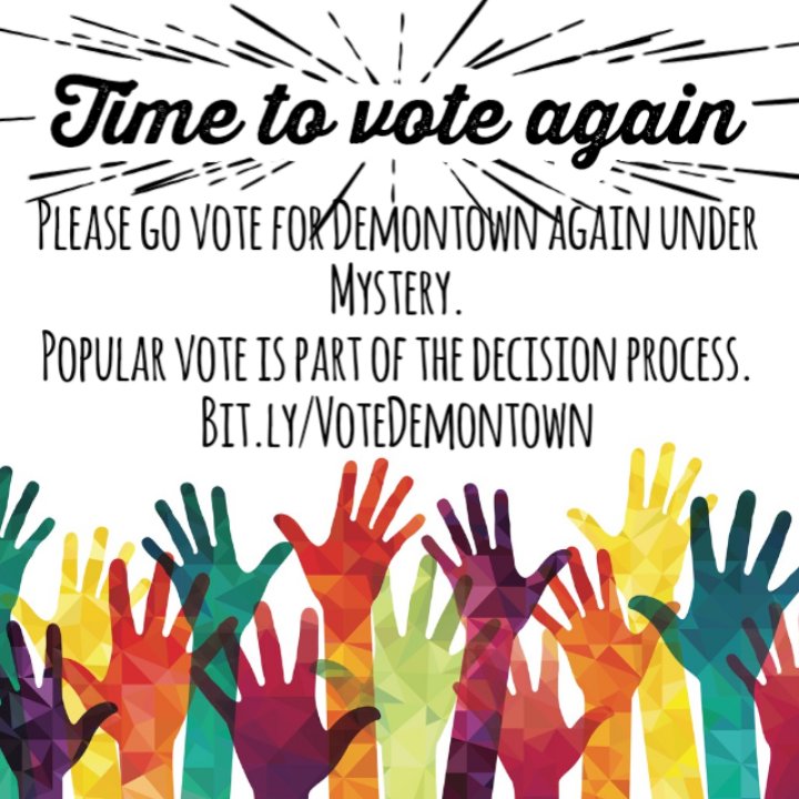 eeclwa's tweet photo. I was so excited about making Top 10, I failed to check next steps. Popular vote is still part of the decision process. Please vote at https://t.co/kdEQ3oCHU7 I'm under the Mystery Cat. #Demontown
#depression #anxiety #grief #loss #alcoholism #mentalhealth #bipolar #anger #fear https://t.co/jwFhZn05NU