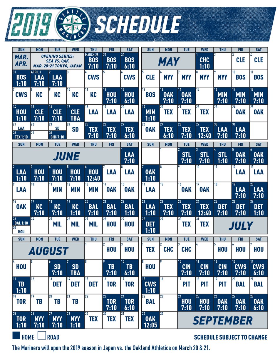 Mariners Printable Schedule Customize and Print