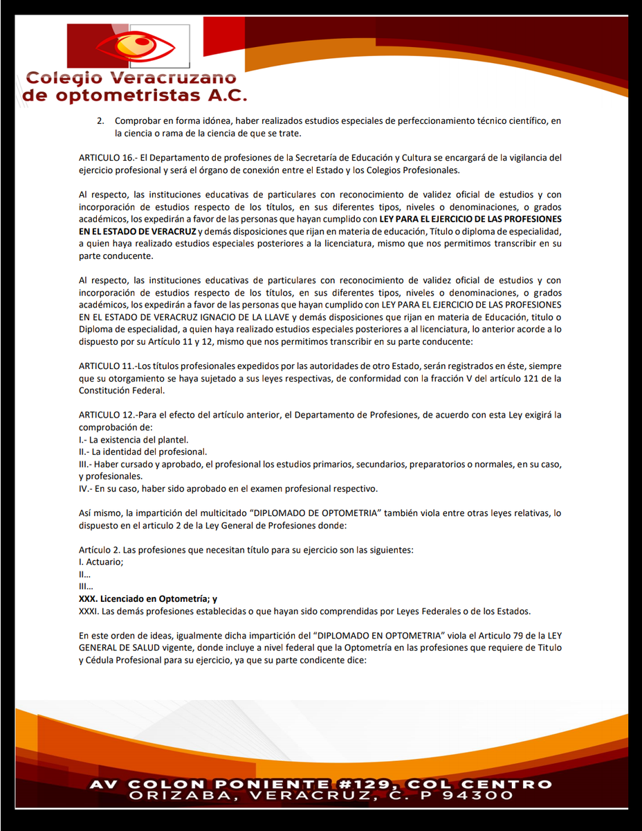 COVEOAC's tweet photo. Solicitud de cancelación de "Diplomado de Optometria"y "Congreso Óptico" @COFEPRIS @YoconYunes @RevistaCOFEPRIS @AMFECCO @comofac @FedoptoOficial @SEP_mx https://t.co/qqmkBQKaxA