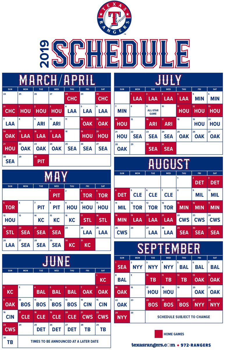 Rangers Schedule / Here S The Rangers Schedule For The Final Season In