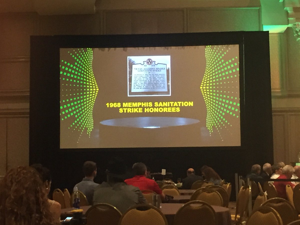Memphis sanitation workers are honored at #WASTECON for their years of dedication and commitment to worker #safety! SWANA's <a href="/biderman/">David Biderman</a> presents the award to Elmore Nickelberry swana.org/News/NewsDetai…