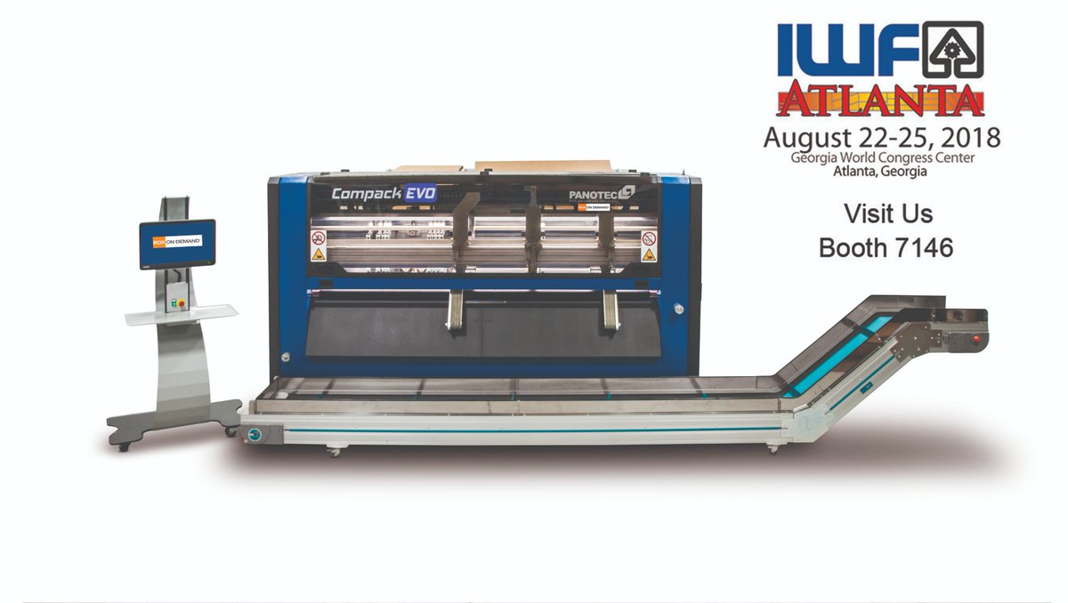 Today is the day! Stop by booth # 7146 at the #IWF2018 show to see a live demonstration of our Compack EVO box making machine, and learn how to optimize your #packaging process. boxondemand.com/furniture-cabi…