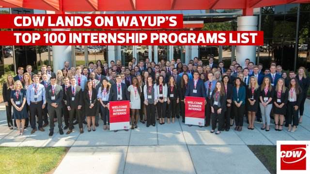CDWCherryHillCS's tweet photo. CDW has been selected for WayUp’s 2018 Top 100 Internship Programs list! #CDWInterns #LifeAtCDW #WayUpTop100 https://t.co/YlfPBN3sX6 #cdwsocial https://t.co/Teo0Pe9EbY