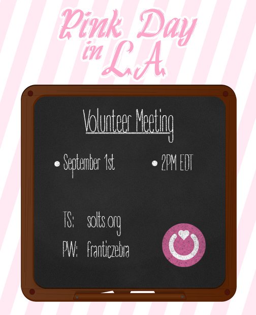 Want to help out with Pink Day this year?? Get yourself and your guild involved by attending our volunteer meeting! 

Pink Day in LA is set for October 20th! Spread the word! #pinkday2018 #cancersucks #gw2 <a href="/GuildWars2/">Guild Wars 2</a>