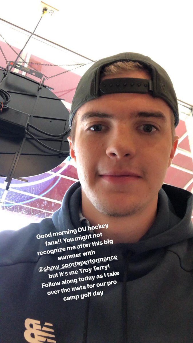 DU_Hockey's tweet photo. Follow our Instagram story with @troyterry1997 at the pro camp golf outing ⛳️ 

IG: DU_Hockey | #PioneerTogether https://t.co/YInHprLgF2
