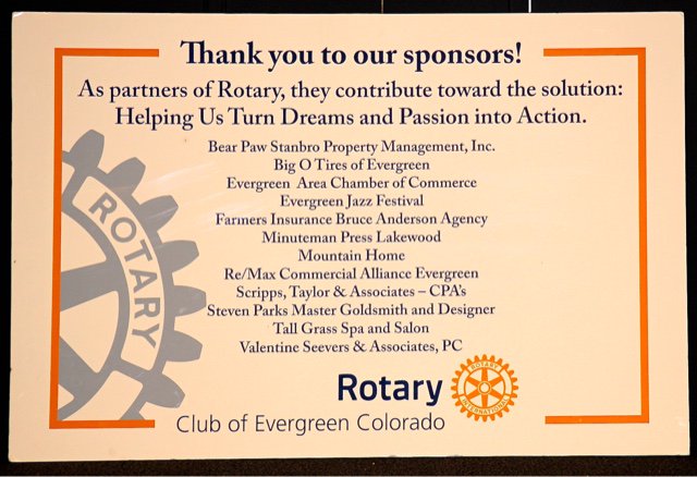 RotaryEvergreen's tweet photo. A huge THANK YOU to our sponsors!  You provide valuable funding for the projects we support locally and abroad! https://t.co/cgR7vjnrVt