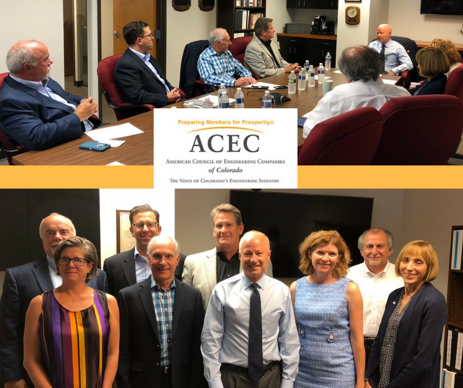 ACEC_CO's tweet photo. Thanks to @RepMikeCoffman for visiting with @ACEC_CO members, this week, to discuss issues impacting consulting engineers. And thanks to our members @PinyonEnv @Stolfus_Assoc @AlfredBeneschCo  @FarnsworthGroup  @MerrickCompany @DEA_Inc  @MKKeng   #EngineeringMatters #ACECColorado https://t.co/h8qjhnskm0